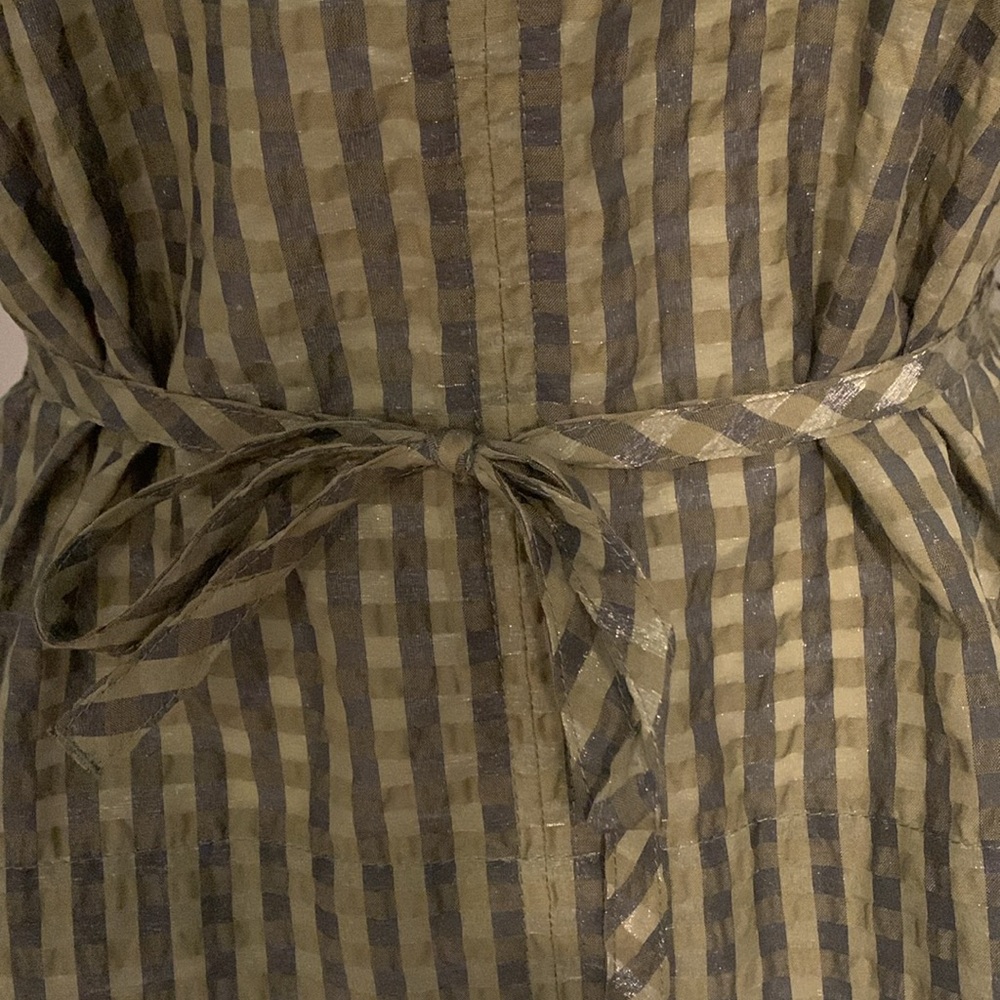 GANNI NWOT Checkered Black and Olive top - Picture 4 of 12